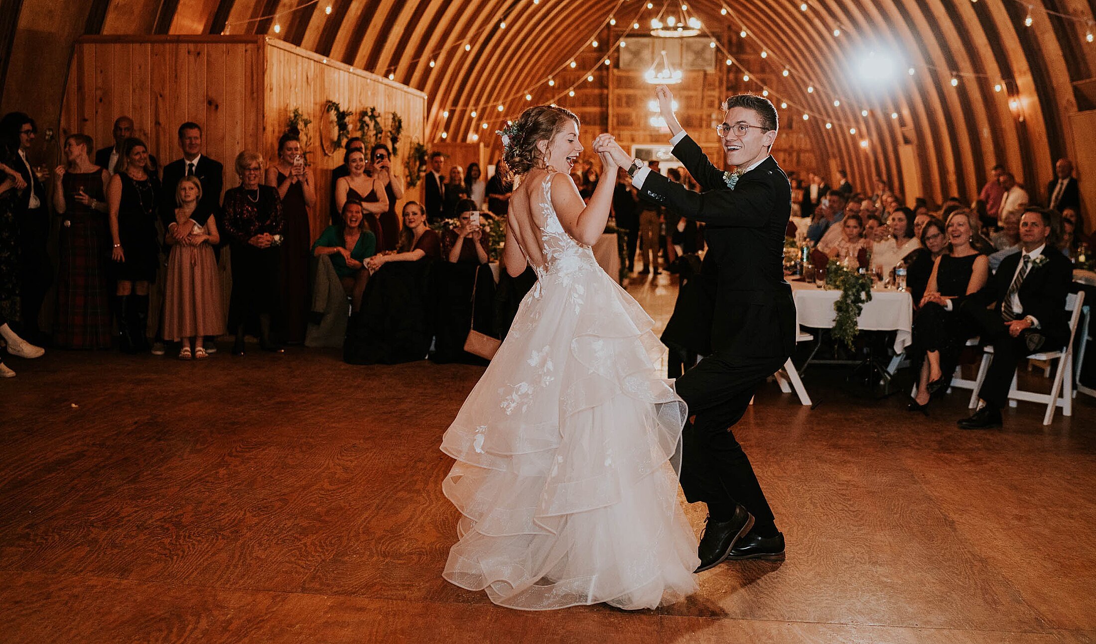 stevens point winter wedding erons event barn first dance