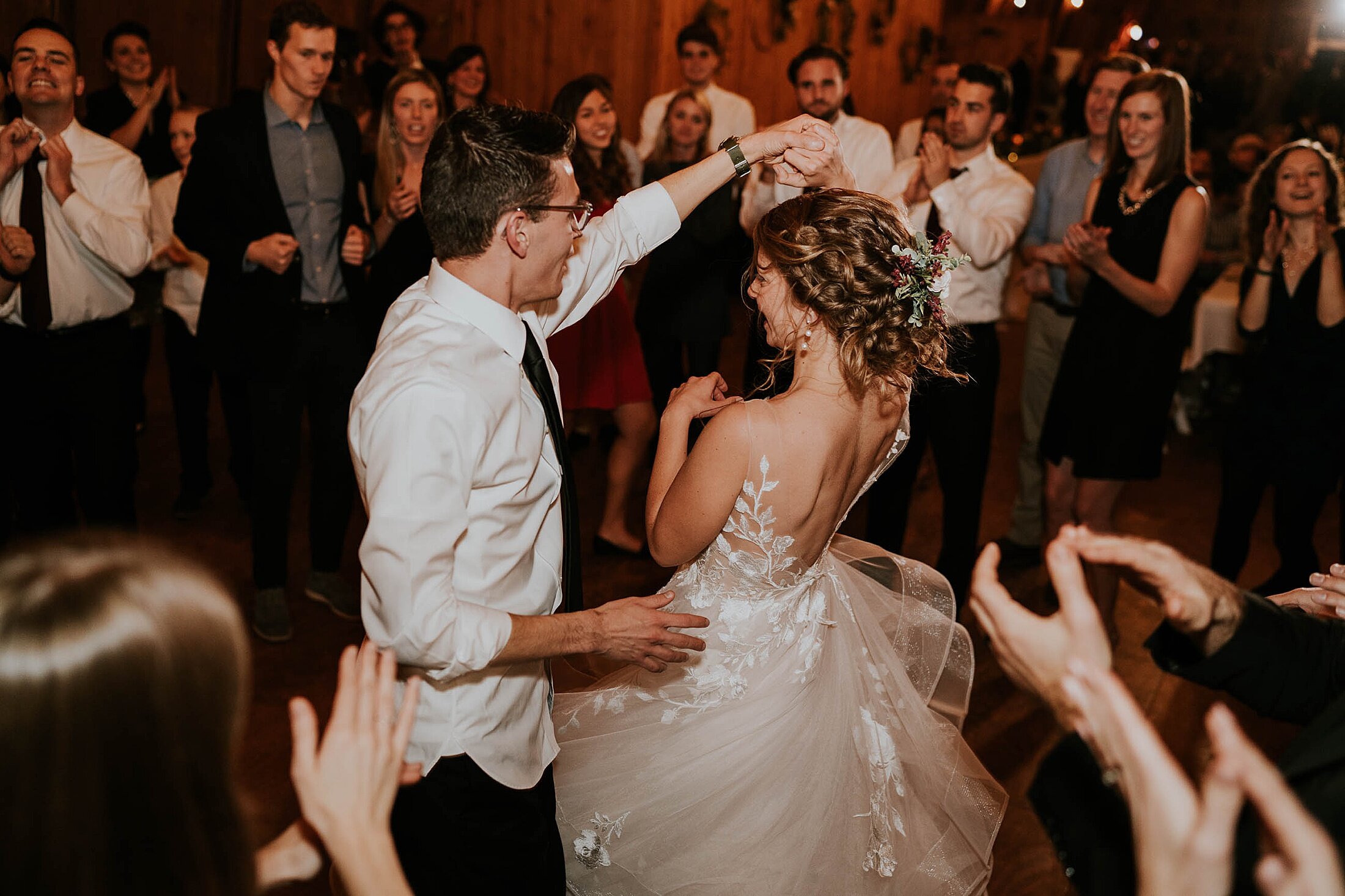 stevens point winter wedding erons event barn dance floor