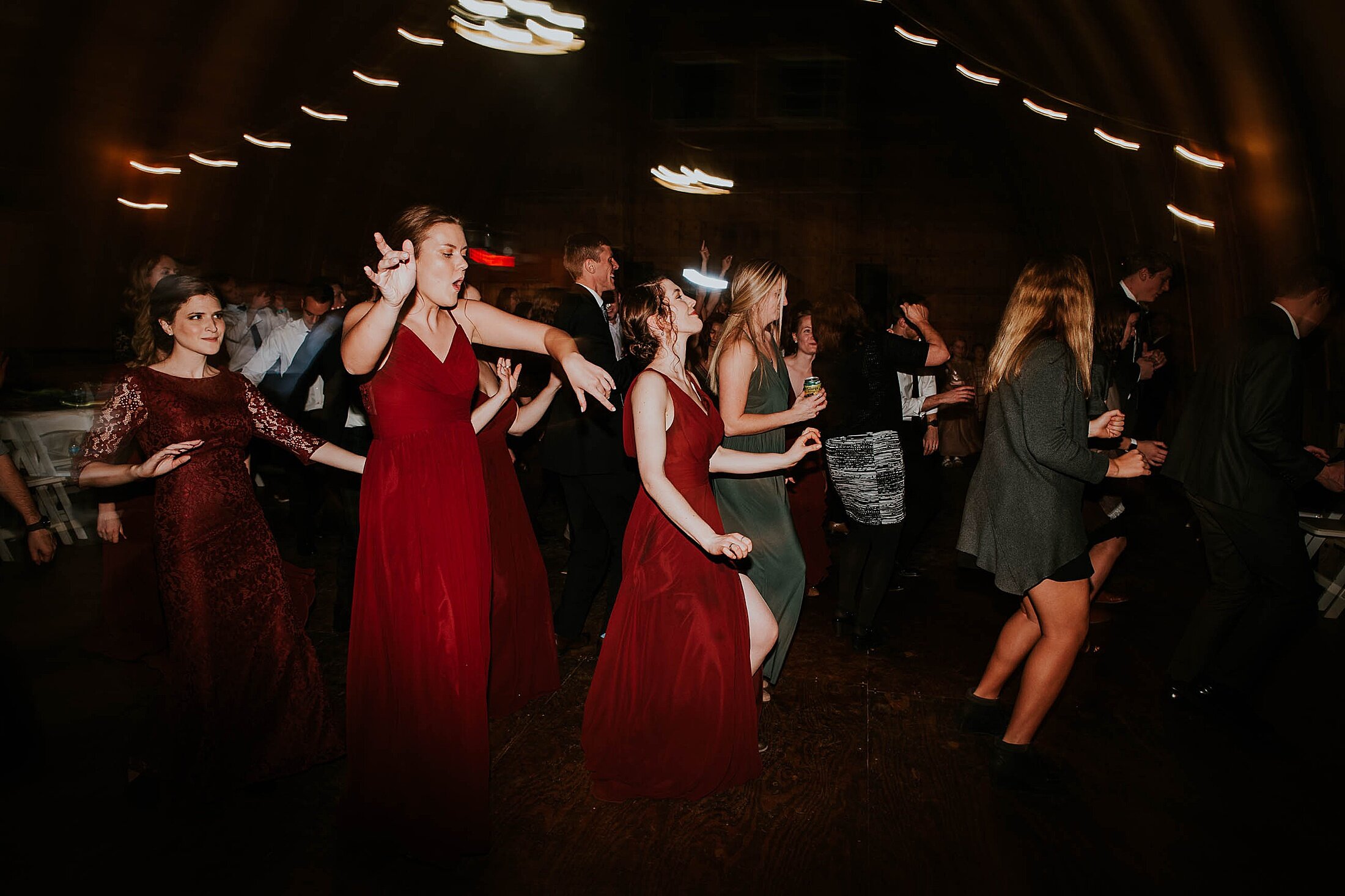 stevens point winter wedding erons event barn dance floor cupid shuffle