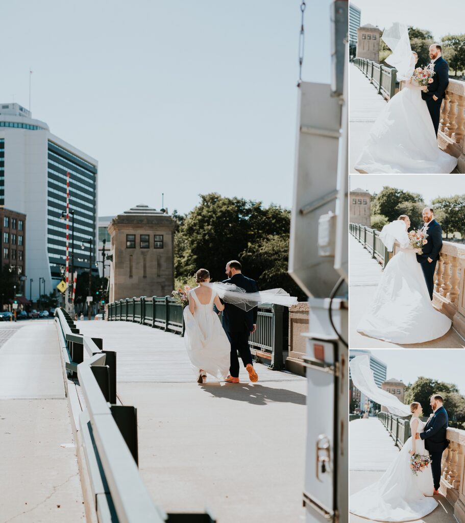 Wedding portraits on the Milwaukee riverwalk - Florals by 414loral