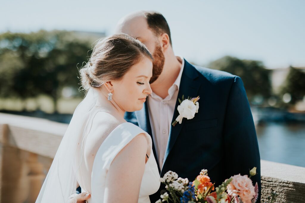 Wedding portraits on the Milwaukee riverwalk - Florals by 414loral