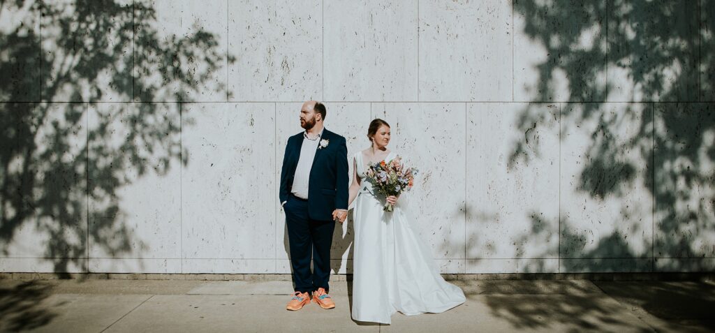 Wedding portraits on the Milwaukee riverwalk - Florals by 414loral