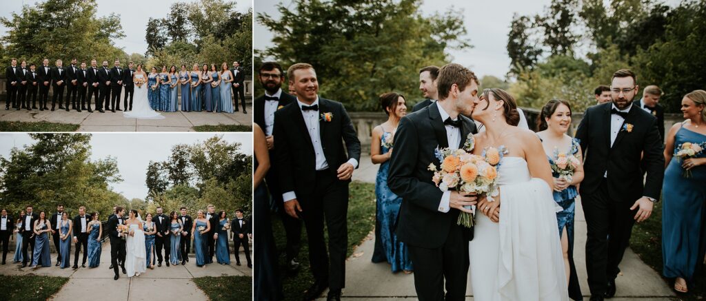 A wedding party walking in Lake Park, Milwaukee, WI