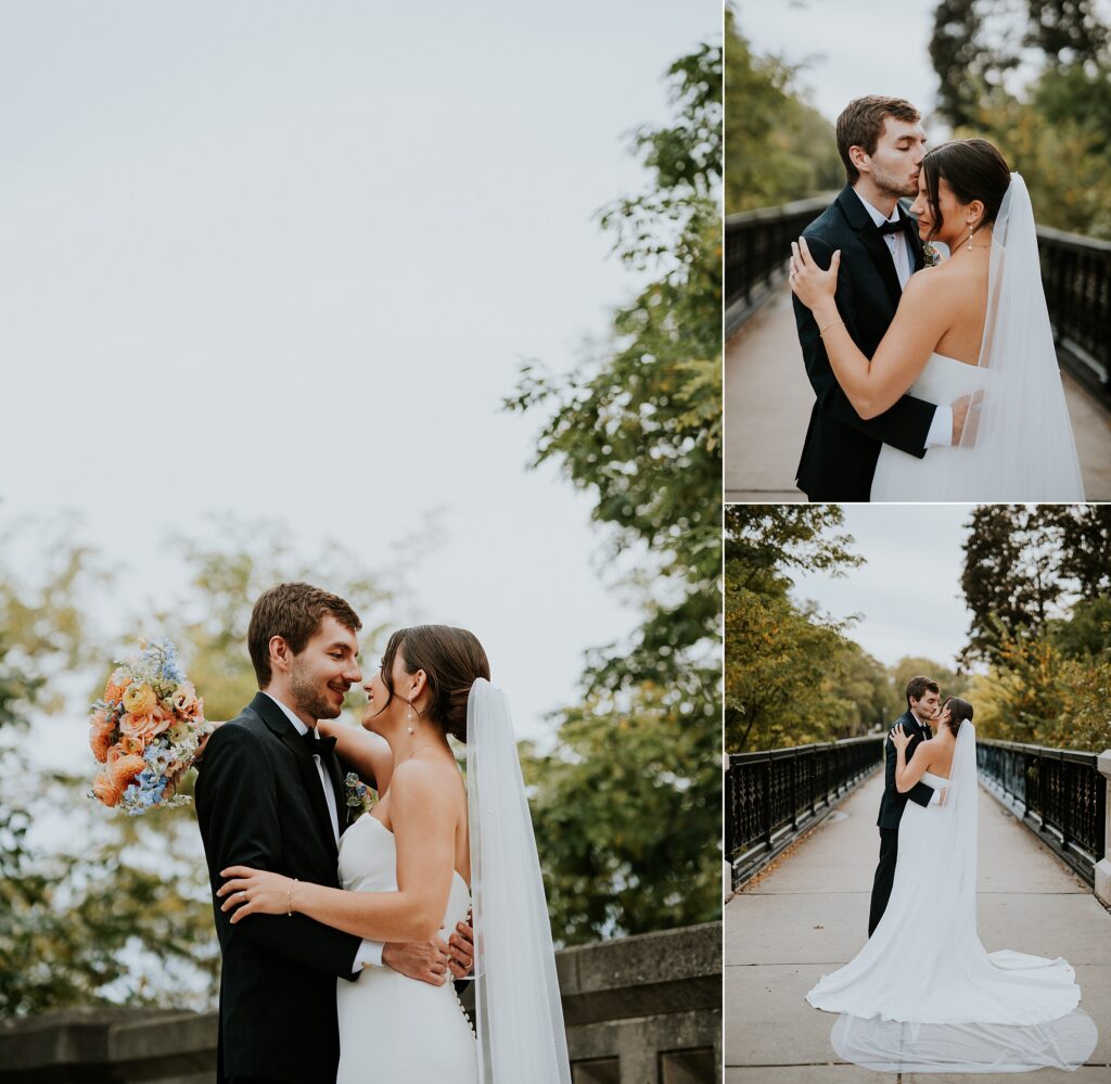 Bride and groom portraits in Lake Park