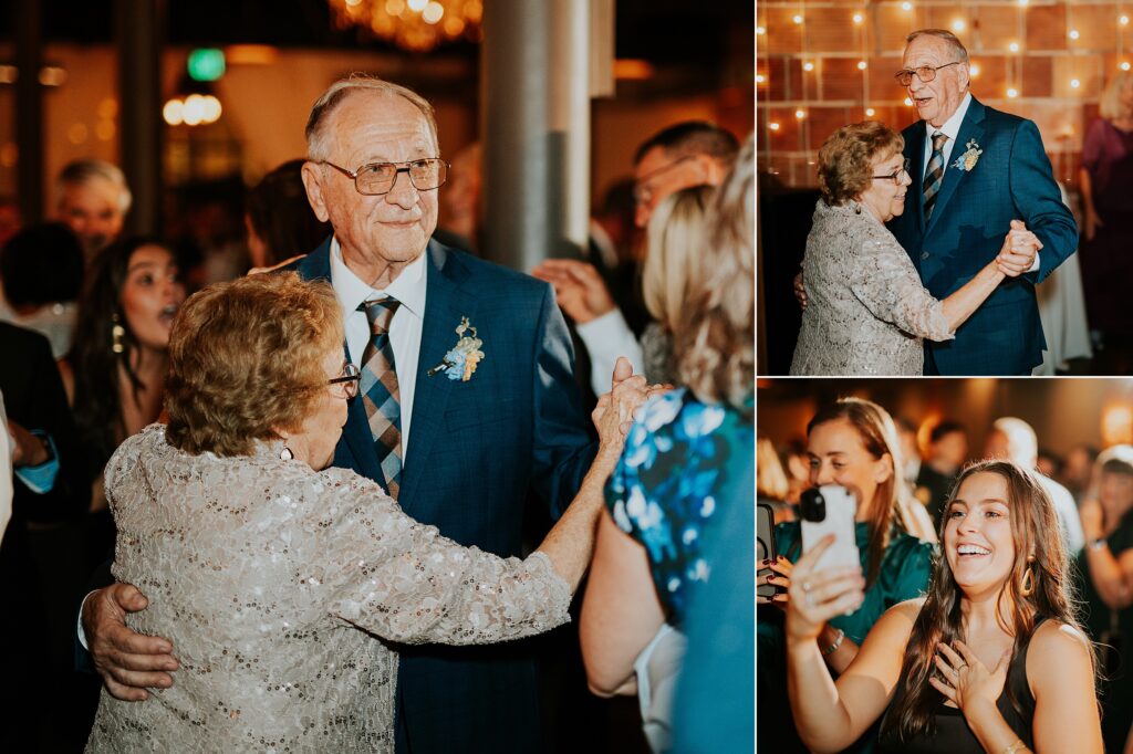 grandma and grandpa dancing during the generations dance